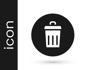 Black Trash can icon isolated on white background. Garbage bin sign. Recycle basket icon. Office trash icon. Vector