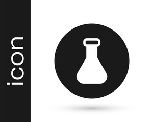 Black Test tube and flask chemical laboratory test icon isolated on white background. Laboratory glassware sign. Vector