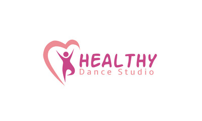 Abstract dance logo design vector. Woman gym logo template isolated on white