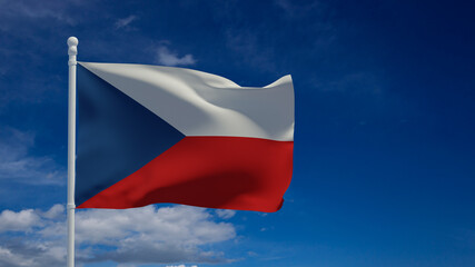 Czech Republic flag, waving in the wind - 3d rendering - CGI