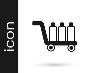 Black Trolley suitcase icon isolated on white background. Traveling baggage sign. Travel luggage icon. Vector