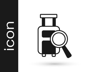 Black Airline service of finding lost baggage icon isolated on white background. Search luggage. Vector
