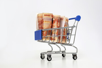 shopping cart full of money