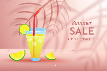 Summer holiday sale banner, poster, advertisement or etc on a beautiful sunny background.