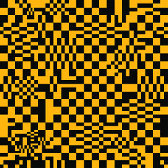 Failure checkered pattern in black and yellow. seamless vector - 437935442