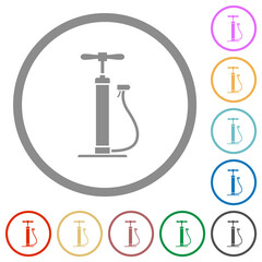 Air pump flat icons with outlines