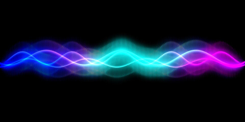 Sound wave line multicolor music abstract background. Neon light curved with colorful graphic design.
