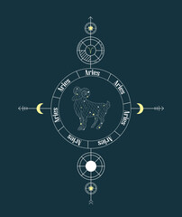 Fototapeta premium Aries. Vector graphic illustrations of horoscope signs. Zodiac signs.