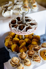 Delicious sweets on candy bar.  