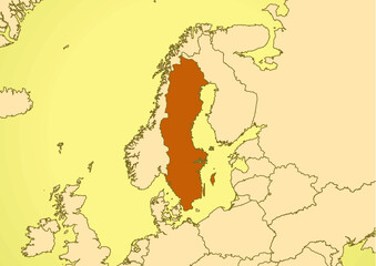 Sweden map old vintage Europe