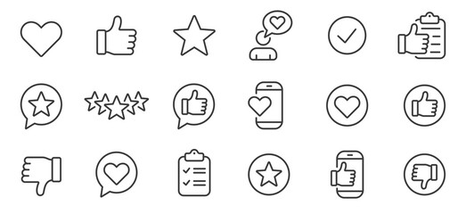 Feedback thin line icons set. Review icons vector