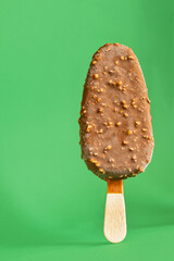 ice lolly ice cream popsicle chocolate walnut sweet dessert organic healthy food meal snack copy space food background rustic top view