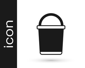 Black Bucket icon isolated on white background. Vector