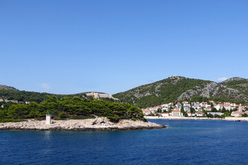 Obraz premium View of town Hvar on island Hvar, Croatia. Hvar is popular summer travel destination. 