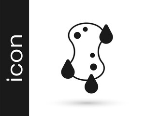 Black Sponge icon isolated on white background. Wisp of bast for washing dishes. Cleaning service logo. Vector