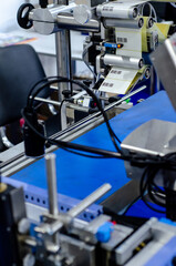 Fototapeta premium Close-up of Automatic Sticker Labelling Machine