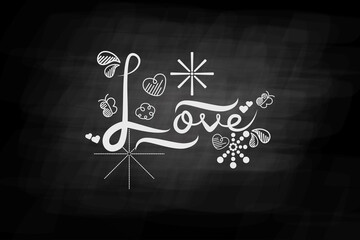 Hand Drawn Love Lettering Blackboard Background Style Vector Design