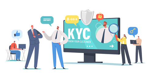 KYC, Know Your Customer Concept, Business Verifying of Clients Identity or Suitability, Businesspeople Learning Customer