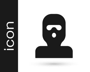 Black Thief mask icon isolated on white background. Bandit mask, criminal man. Vector