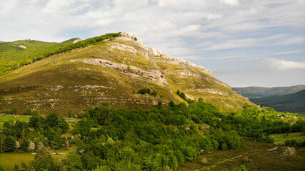 Pasiega Mountains in the north of Spain from a Drone view