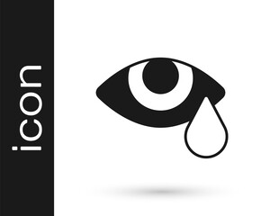 Black Tear cry eye icon isolated on white background. Vector