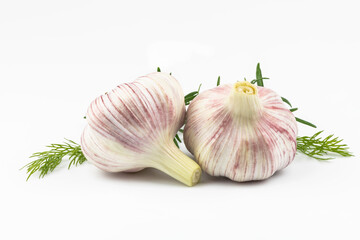 Young garlic isolated on a white background.