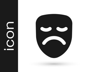 Black Drama theatrical mask icon isolated on white background. Vector