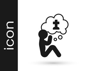 Black Man graves funeral sorrow icon isolated on white background. The emotion of grief, sadness, sorrow, death. Vector