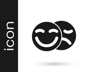 Black Comedy and tragedy theatrical masks icon isolated on white background. Vector