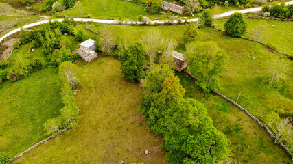 Pasiega Mountains in the north of Spain from a Drone view