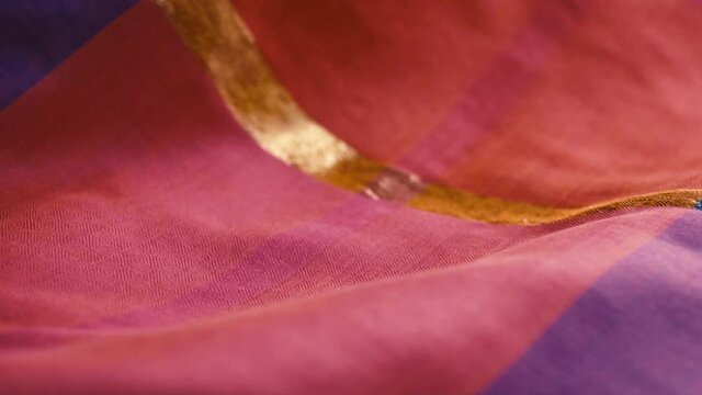 Closeup Shot Of Beautiful Handmade Organic Textiles Dyed With Madder, Traditional To Pakistan