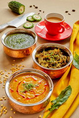 Indian vegetable curries and chai