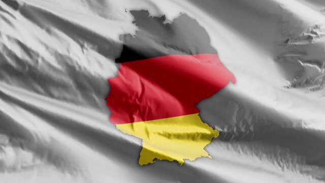 Germany On flag. Map Of Germany. German Flag. Animated 4k German Flag Map. European Flag. Slo-mo Map And Flag Waving. Berlin. Frankfurt. Hamburg. Munich. Cologne.