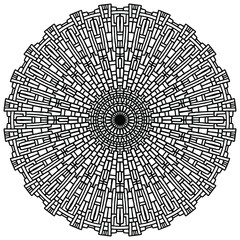abstract mandala with geometric figures for coloring on a white background, vector