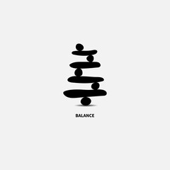 Black stones in balance, zen symbol. Logo for yoga