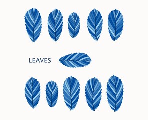 Fototapeta na wymiar Set of artistic leaves in a modern minimalist style. Retro floral collection of leaf. Vector template