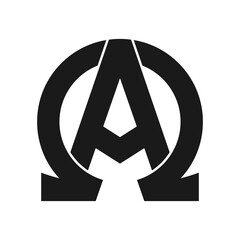 Alpha and omega symbol glyph icon. Clipart image isolated on white background - obrazy, fototapety, plakaty
