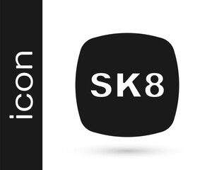Black Skateboard icon isolated on white background. Extreme sport. Sport equipment. Vector