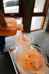 milk tea or tea, pouring milk tea
