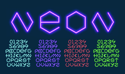 Neon font. Futuristic concept. Vector Illustration.