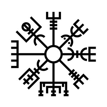 Vegvisir Viking Compass line icon. Clipart image isolated on white background
