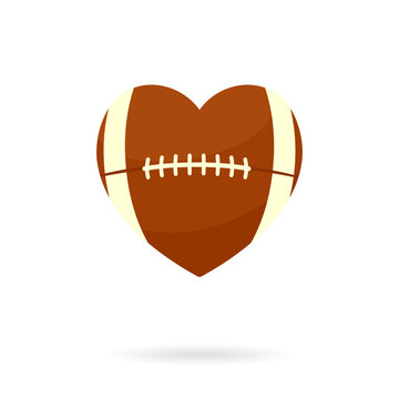 Heart shaped football icon. Clipart image isolated on white background