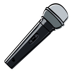 Vector illustration, microphone icon on a white background. Drawn