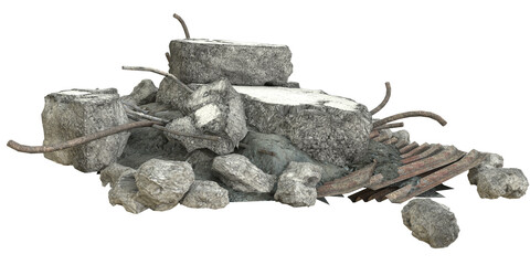 3D render pile of rubble isolated - obrazy, fototapety, plakaty