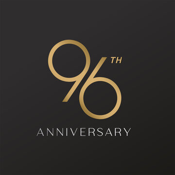 96th anniversary celebration logotype with elegant number shiny gold design