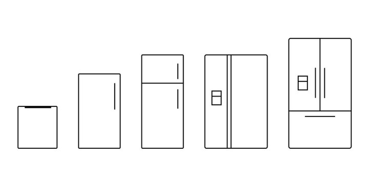 Refrigerator sizes chart line icon. Clipart image isolated on white background