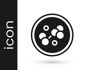 Black Molecule icon isolated on white background. Structure of molecules in chemistry, science teachers innovative educational poster. Vector