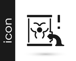 Black Radioactive waste in barrel icon isolated on white background. Barrel with radioactive and toxic substance is spilled. Vector