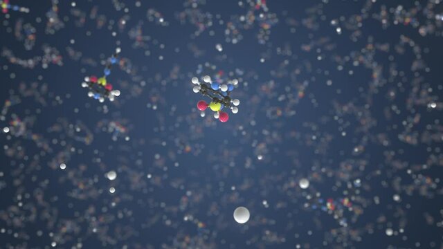 Silver sulfadiazine molecule. Molecular model. Looping seamless 3d animation