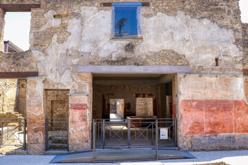 Fototapeta na wymiar Archaeological Park of Pompeii. Fullery of Stephanus. Campania, Italy